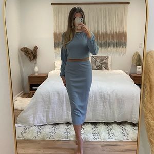 Superdown Lena Midi Set in Dusty Blue